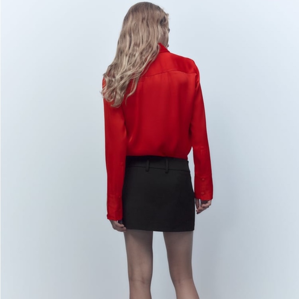 Zara Red Satin Effect Shirt - Picture 10 of 13